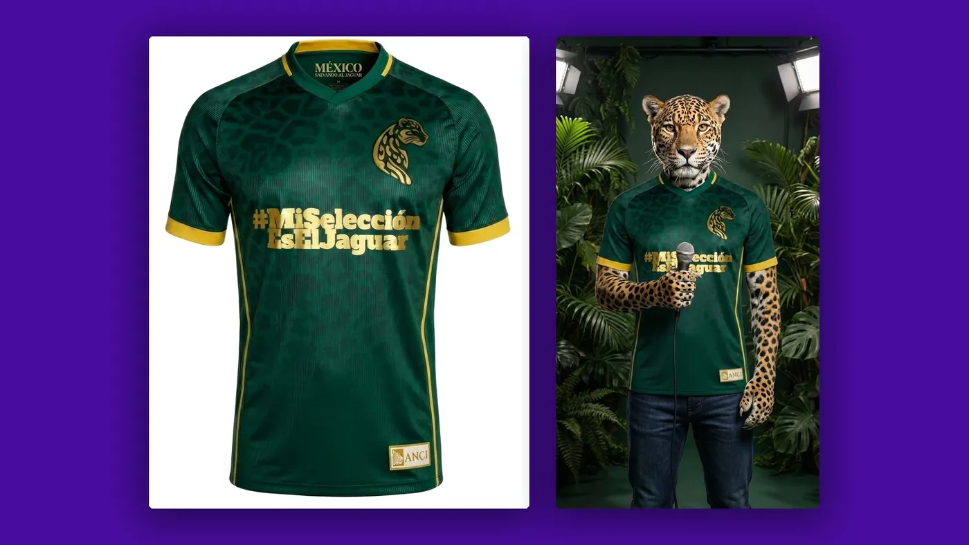 Jersey oficial #MiSelecciónEsElJaguar y el personaje Chaac Pérez